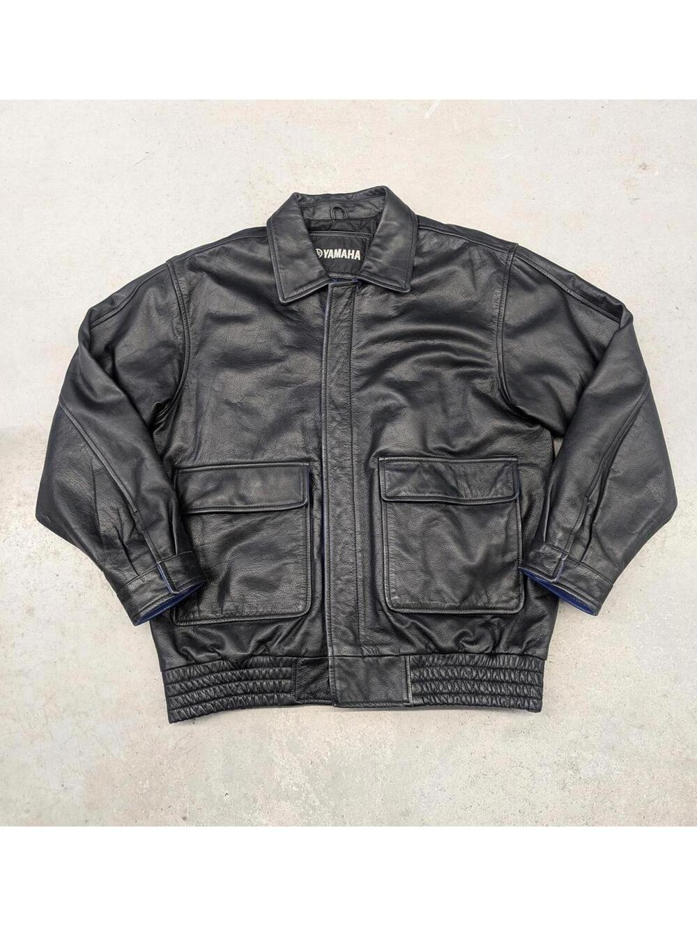 Vintage 90s Yamaha Heavy Weight Black Leather Jacket